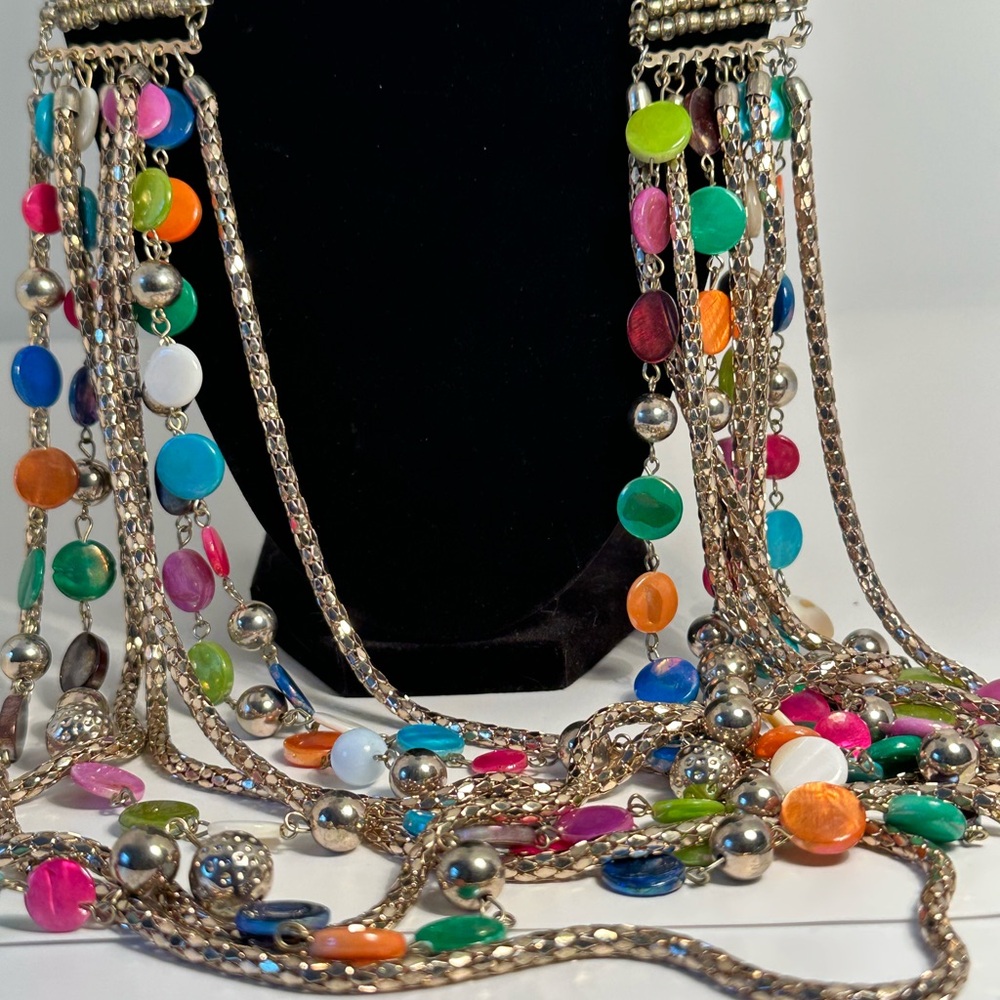 Multi Stranded Colorful Beaded Necklace